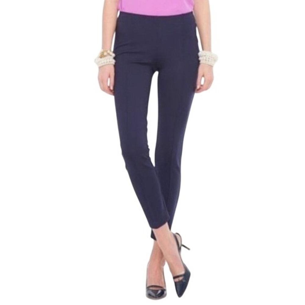 Lilly Pulitzer Kelly Ankle Pant‎ Pintuck Navy Blue Womens Small